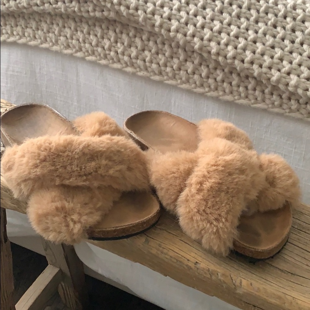 Urban Outfitters Fuzzy Slides